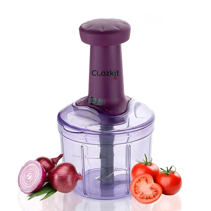 Clazkit Kitchenware Easy Working Push Hand Press Vegetable And Fruit Chopper/Cutter/Grinder/Slicer-900ml