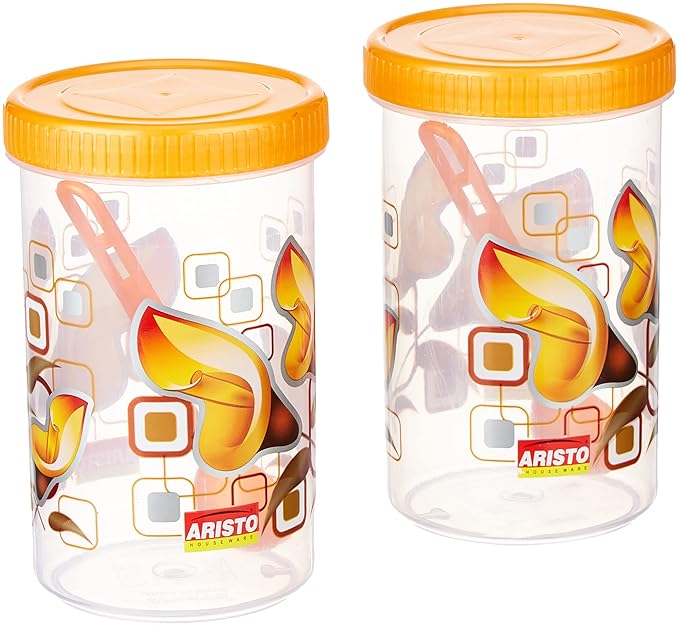 Aristo Storewell104 Air-Tight Storage Container For Kitchen, Plastic Jar For Storing Spices, Snacks, Grains, Dals- 720 ML (2 pcs set)