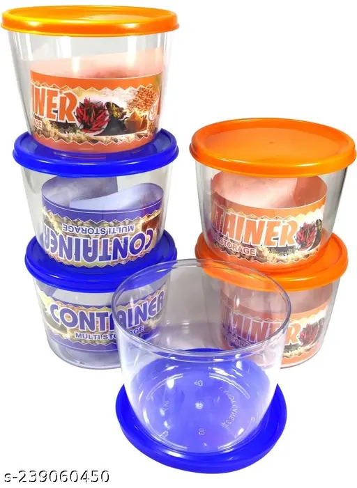 Royalryte Unbreakable Pack Of 6 Air Tight Square plastic Containers Set for Kitchen Storage, Kitchen Container, Storage/Container Sets, Plastic Container, Air-Tight Design (500 ml) (6)